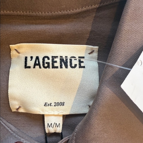 NWT  L’AGENCE Women's TAUPE vegan SLIM RAW COATED Jacket - Picture 8 of 12